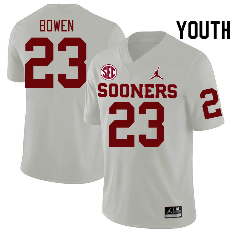 Youth #23 Eli Bowen Oklahoma Sooners 2024 SEC Conference College Football Jerseys-White